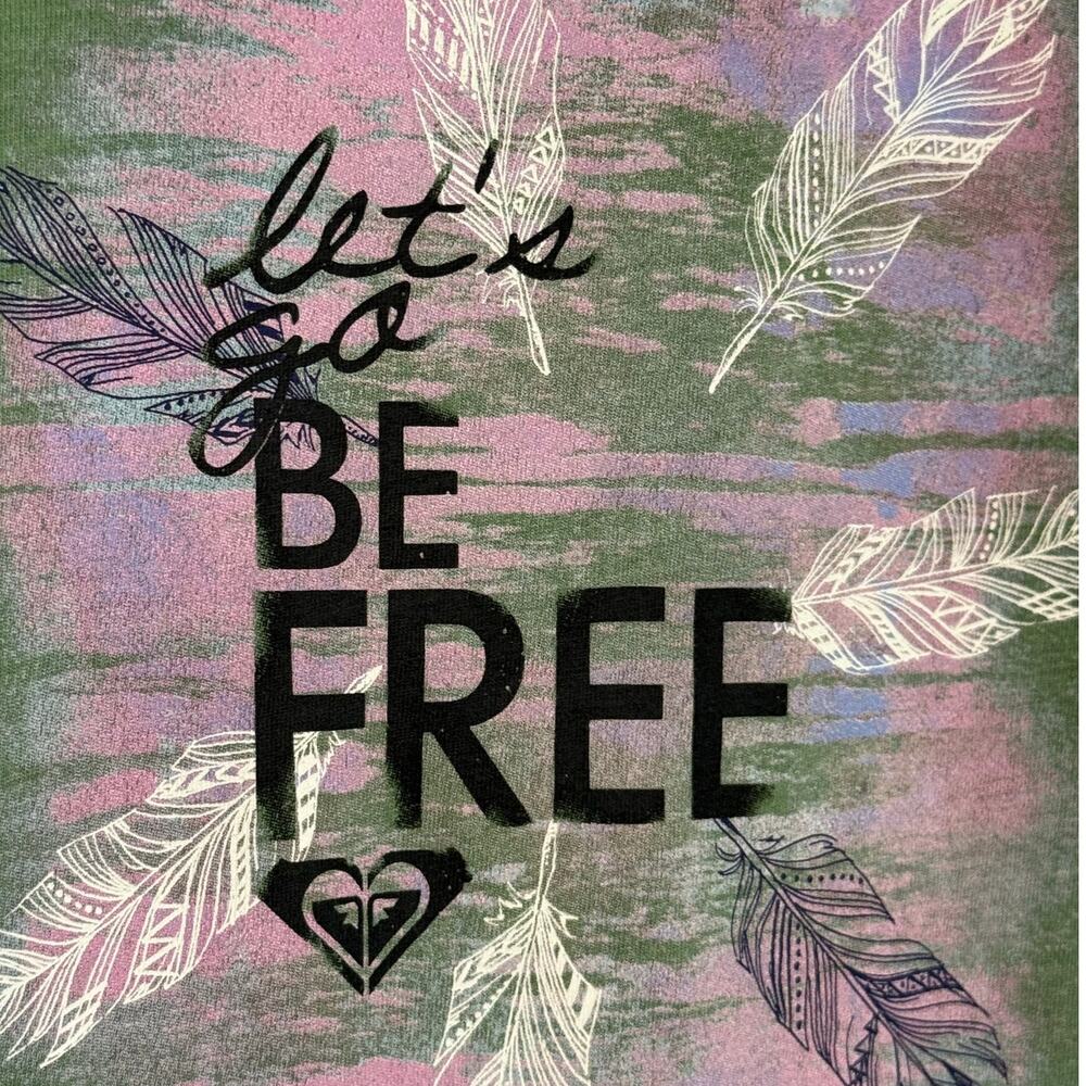 Roxy Girl's 8 Shirt Green Open Back “Let’s Be Free” - Picture 3 of 4